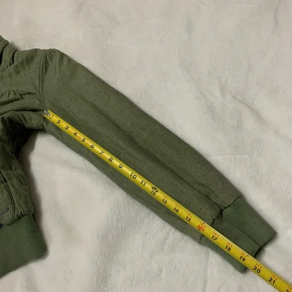 Roxy Women's Hooded Jacket Quilted Lining 100% Cotton Pockets Green Size L - Picture 9 of 10